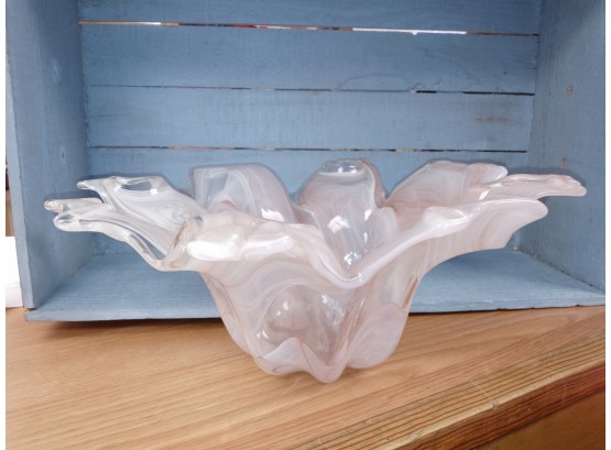 Pink Murano Style Art Glass Bowl