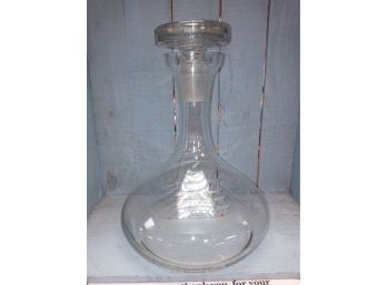 Clear Decanter With Etched Tall Ship Design