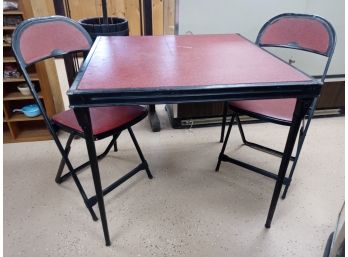 Vintage Folding Card Table And Chairs