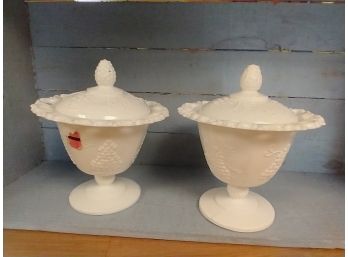 Vintage Milk Glass Covered Dishes