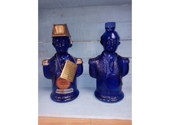 Vintage Cobalt Blue George Washington Liquor Bottles