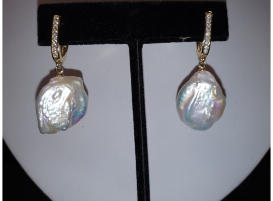 Gold Over Sterling Mother Of Pearl Earrings