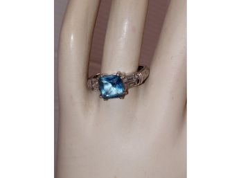 Sterling Silver And Blue Topaz Ring