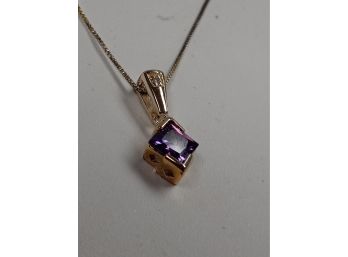 Gold Over Silver Diamond And Amethyst Necklace