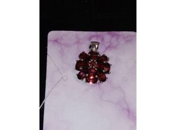 Sterling Silver And Garnet Pendent