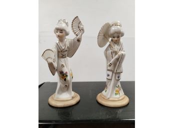 Pair Of Vintage Seizan Porcelain Geishas