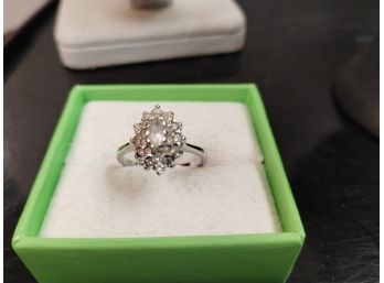 Sterling Silver On Multi CZ Stone Engagement Style Ring Size 7