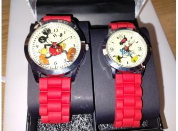 Pair Of Mickey And Minnie Mouse Watches Both Work