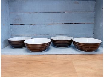 Vintage Tara Black And Brown Striped Pyrex Bowls