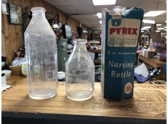 3 Vintage Pyrex Baby Bottles