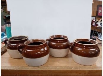 Set Of Four Vintage Bean Pot / Soup Crocks