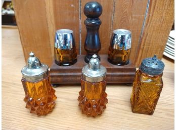 Vintage Amber Salt/pepper Shakers, Lot