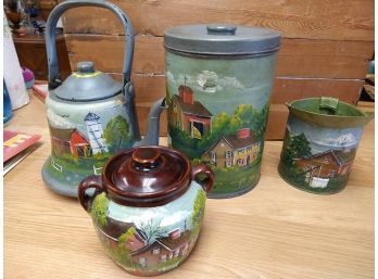 Vintage Hand Painted Tina/pots