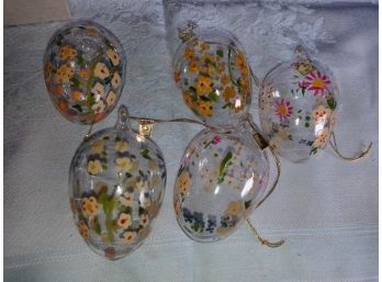 Lot Of Hand-painted Glass Eggs