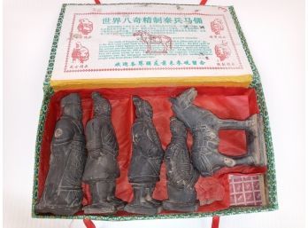 Vintage Terracotta Qin Dynasty Emperor Shi Warrior Small Statues