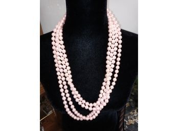 Vintage Joan Rivers 10 Ft Pink Strand Faux Pearl Necklace