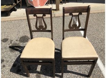 Two Vintage Wooden Folding Chairs