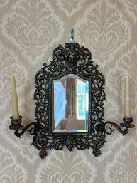 P.e. Guerin Bronze Rococo Style Mirror Mirror With Candlesticks