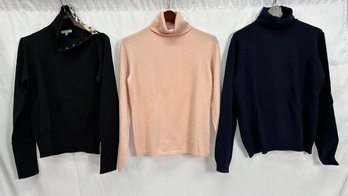 (3) Women's Burberry Wool And Cashmere Turtleneck Sweaters