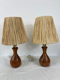 Pair MCM Teak Table Lamps