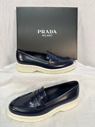 Women's Prada Midnight Blue Leather Loafers EU 40