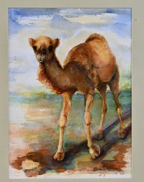 Original Watercolor Of A Camel Signed By Artist