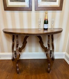 French Provincial Style Walnut Demilune Table