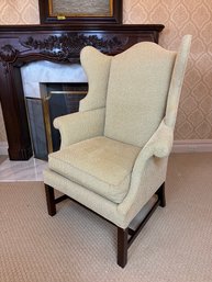 Custom Made Wingback Armchair With Chenille Fabric