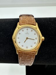 Women's 18kt Gold Ebel Watch With Leather Band