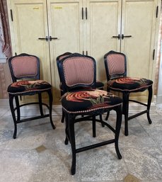 4 French Style Tall Carved Cafe Chairs
