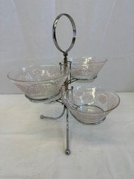 1960s Cary Todd Condiment Bowl Set With Caddy
