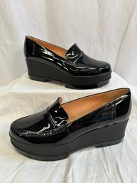 Like New Women's Robert Clergerie Platform Style Black Patent Leather Loafers EU 40