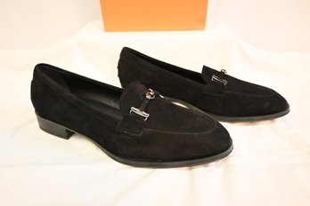 Women's Tod's Black Suede Loafers EU Size 39 1/2