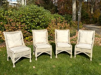 Set Of 4 Natural Wicker Outdoor Chairs