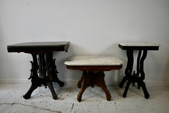Lot Of 3 Victorian Marble Top Tables