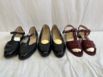 (3) Pairs Women's Salvatore Ferragamo Shoes Size 9 And 9 1/2