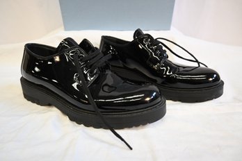 Women's Prada Black Patent Leather Oxford Style Shoes