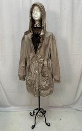 Women's Elie Tahari Polyester Cinch Wasted Hooded Raincoat