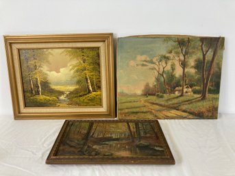 Lot Of 3 Vintage Paintings