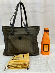 Fendi Narrow Striped Handbag With Bag
