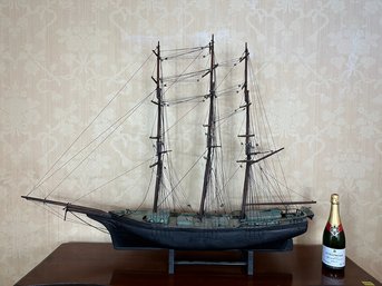 Carved And Painted Model Of A Tall Ship