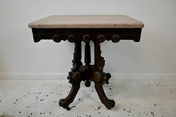 Victorian Black Walnut Marble Top Parlour Table