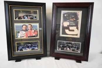 Pair Dale Earnhardt Commemorative Displays With Diecast Cars