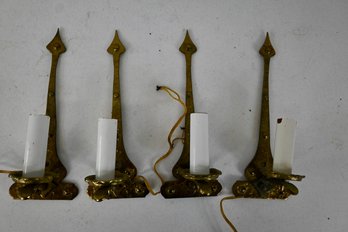 2 Sets Vintage Gothic Style Brass Candlestick Wall Sconces