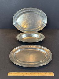 Lot Of 3 Arte Italica Oval Pewter Serving Platters