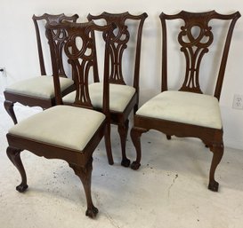 Vintage High Quality Mahogany Chippendale Side Chairs (Set Of 4)