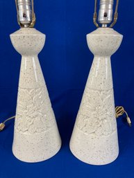 Pair Of MCM 1970s White Ceramic Table Lamps