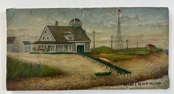 Antique Oil Painting 'Coast Guard S. Block Island'