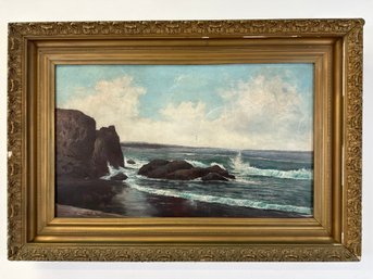 19th Century American School Oil On Canvas Seascape
