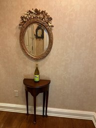 French Rococo Style Oval Gold Leaf Frame Mirror